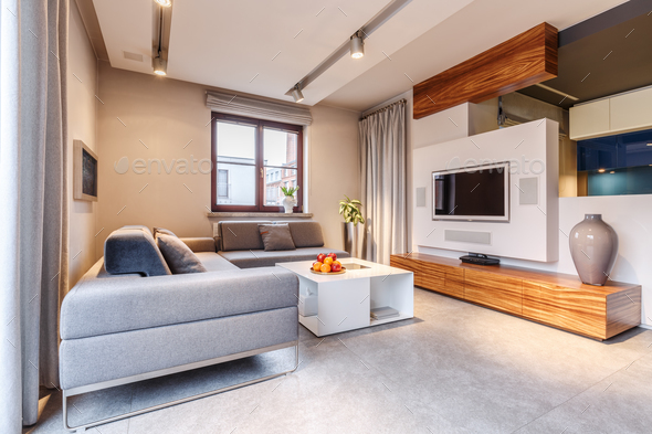 Cozy warm living room - Stock Photo - Images