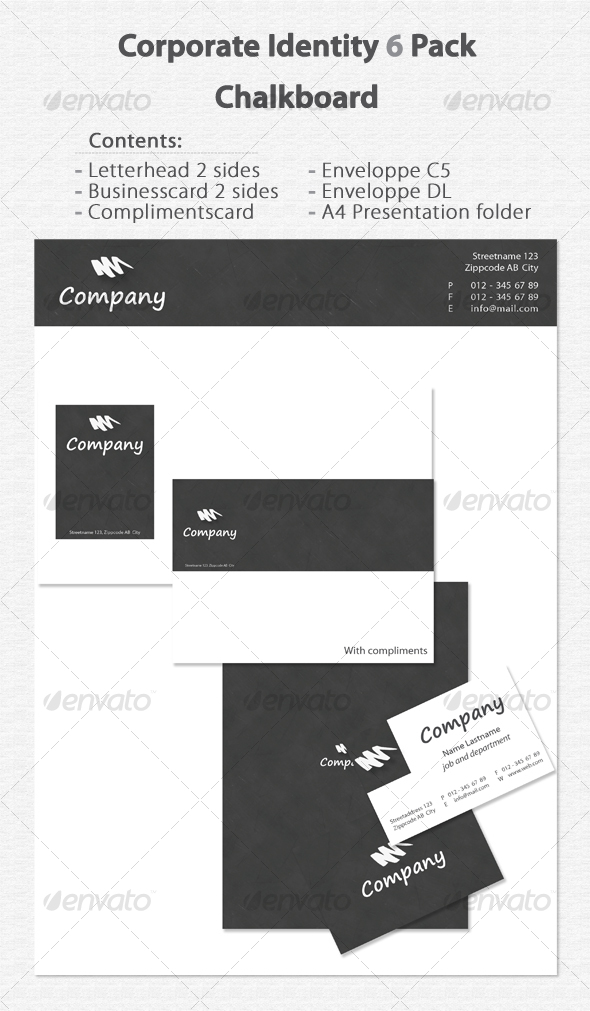 Corporate Identity 6 Pack Chalkboard - Stationery Print Templates