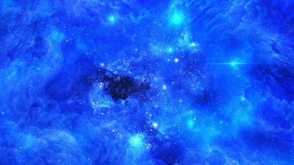 Abstract Blue Space Nebula and Bright Stars