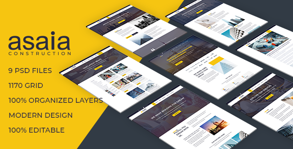 Asaia construction PSD template - PSD Templates
