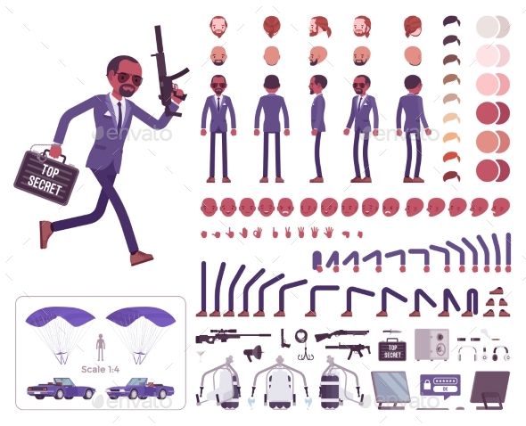 Secret Agent Black Man, Intelligence Service Spy - People Characters