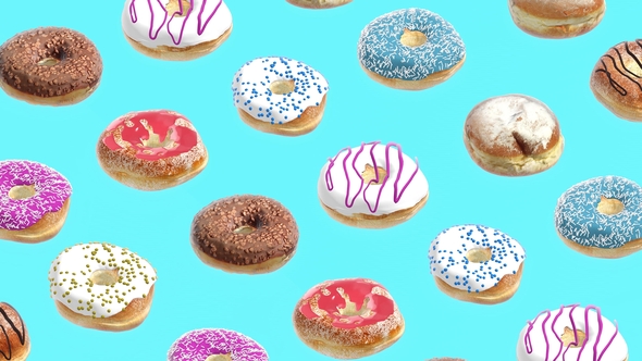 Different Donuts on a Blue Background alt