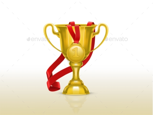 Vector Golden Goblet with Gold Medal - Man-made Objects Objects