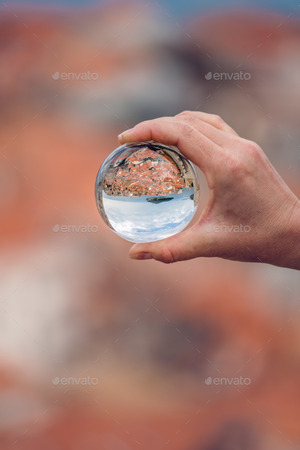 Dubrovnik Old Town in a glass ball - Stock Photo - Images