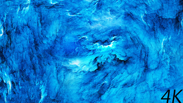 Flying Through Abstract Frost Blue Space Nebula