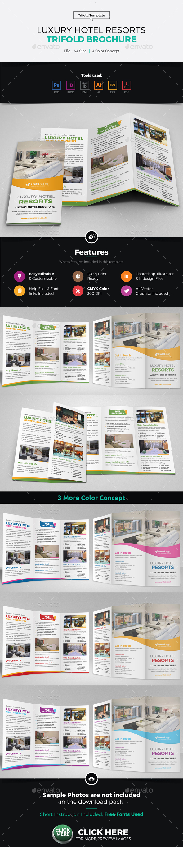 Luxury Hotel Resort Trifold Brochure - Corporate Brochures