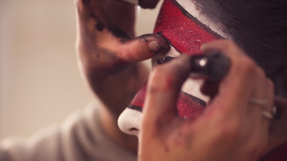 Face Art. The Makeup Artist Applying Mascara