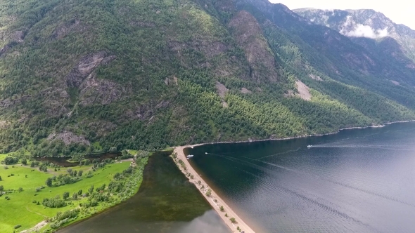 Aerial View of Teletskoye Lake at Chulyshman Valley in the Republic of Altai