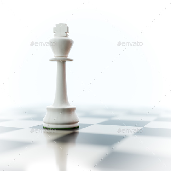 White king and queen chess pieces on white background Stock Photo