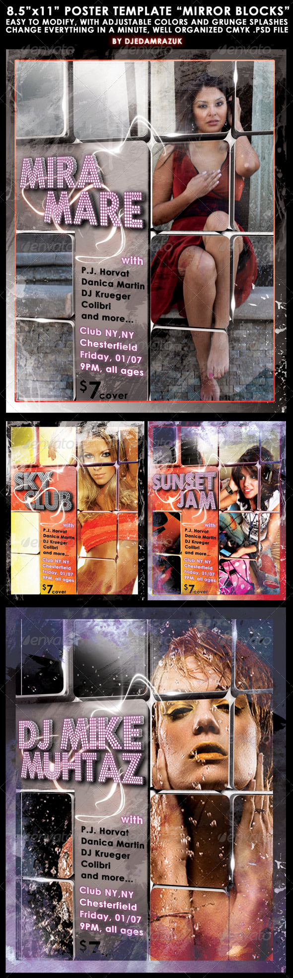 8.5"x11" Poster "Mirror blocks" - Clubs & Parties Events