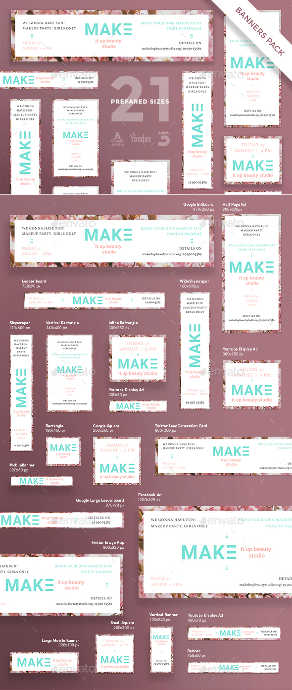 Beauty Studio Banner Pack - Banners & Ads Web Elements
