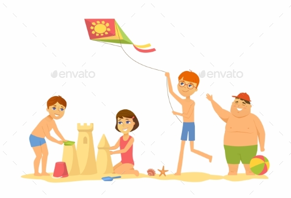 Children on the Beach - People Characters