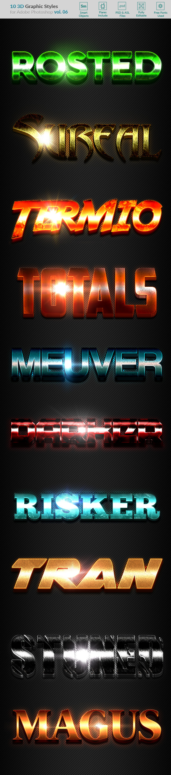 10 3D Styles vol. 06 - Text Effects Styles