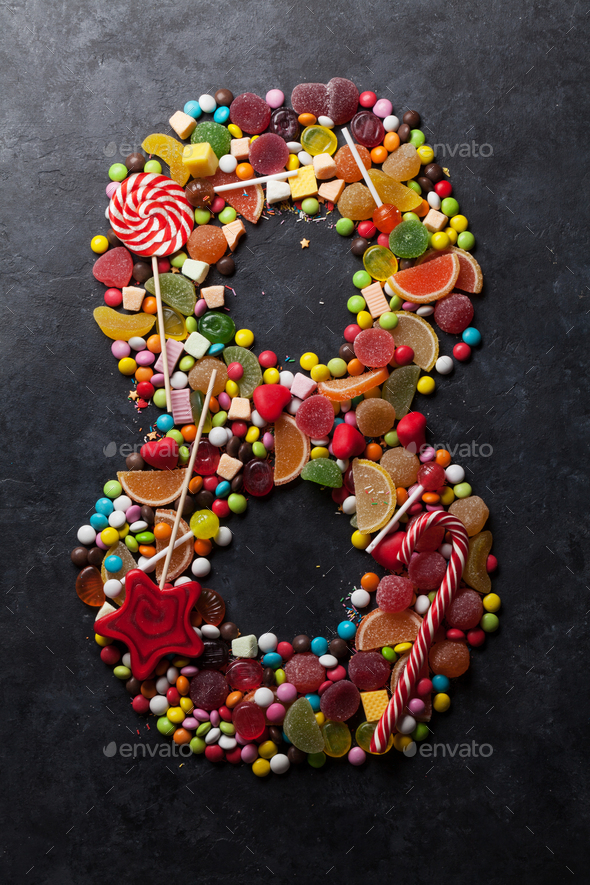 Number eight made from candies Stock Photo by karandaev | PhotoDune