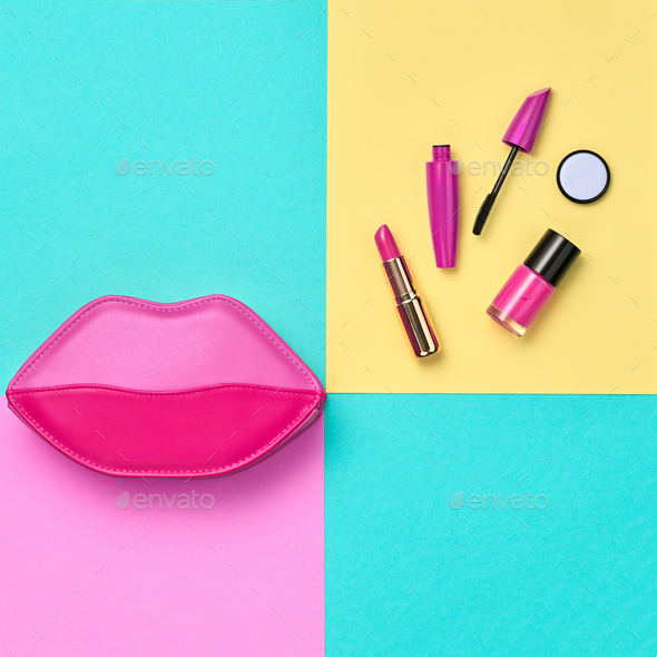Cosmetic Minimal Makeup Set. Beauty Essentials. Stock Photo by 918Evgenij