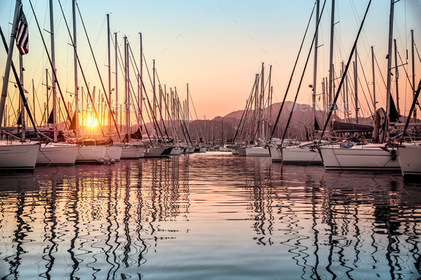 Beautiful sailboats in the dock - Stock Photo - Images