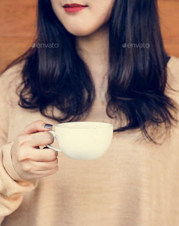 Woman enjoying coffee on the weekend - Stock Photo - Images