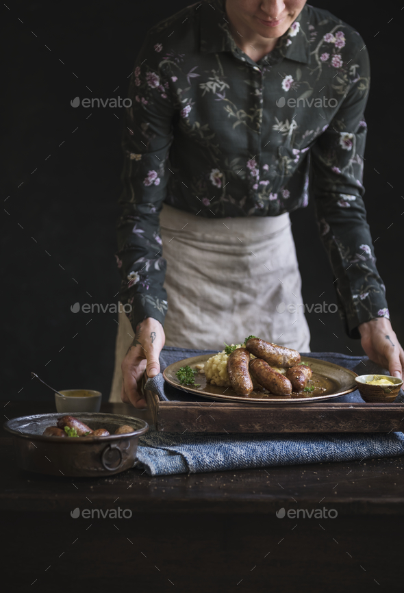Bangers and mash food photography recipe idea Stock Photo by Rawpixel