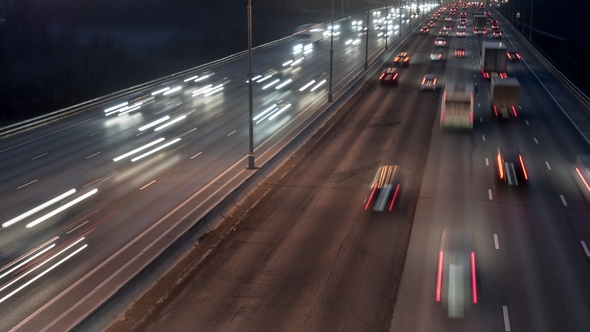 Cars Traffic on Night Highway