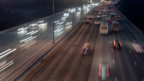 Highway Night Cars Traffic