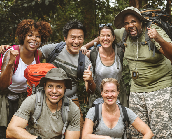 Group of diverse friends trekking together Stock Photo by Rawpixel