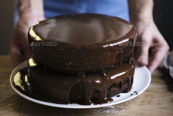 Chocolate fudge cake photography recipe idea Stock Photo by Rawpixel