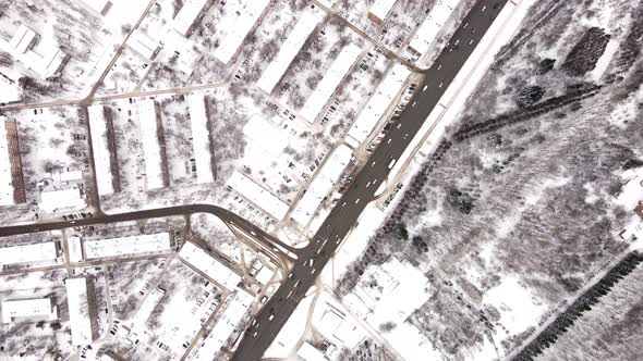 Urban Winter Landscape Shot From a Great Height alt