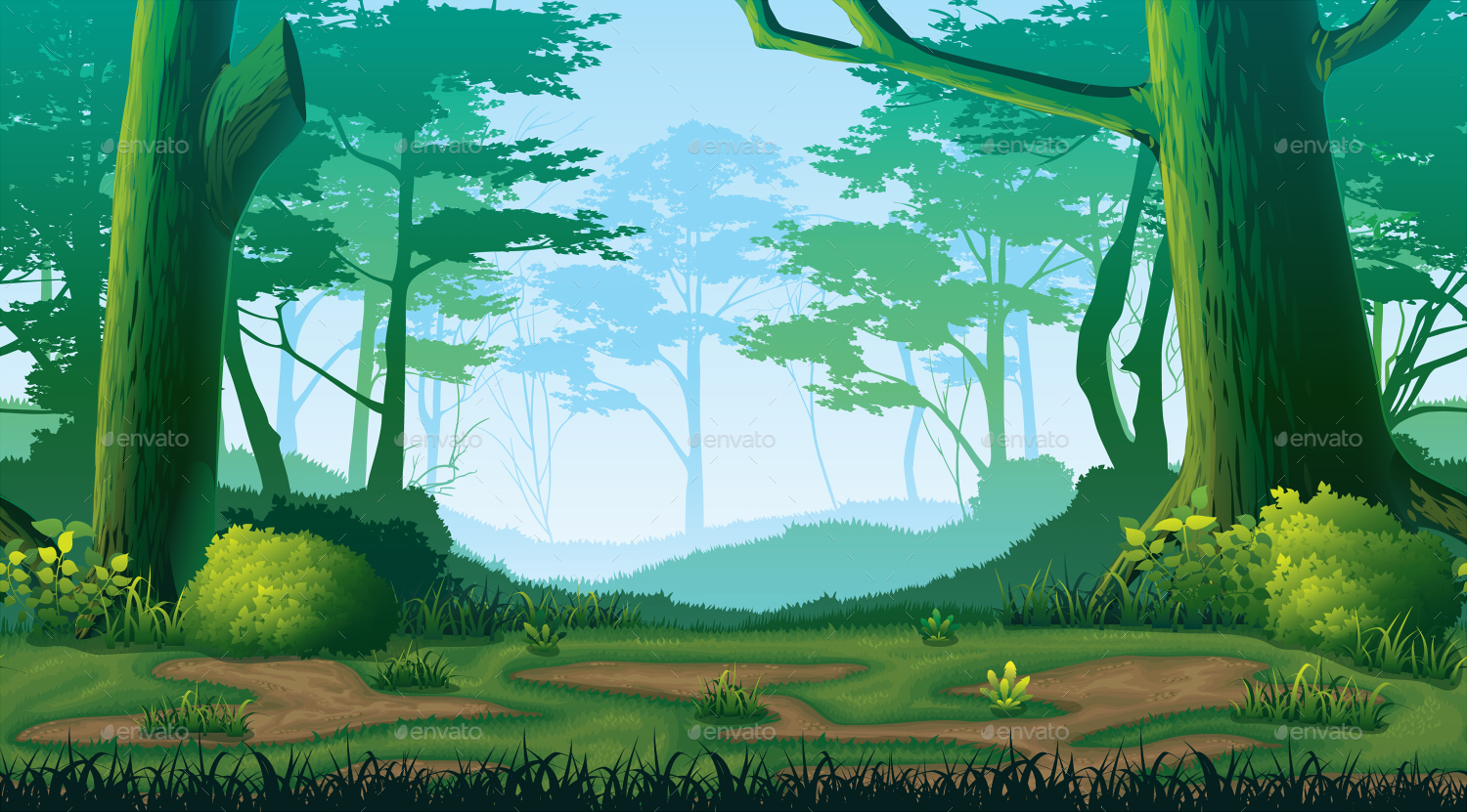 4 Horizontal Seamless Backgrounds With Forest by November_Seventeen