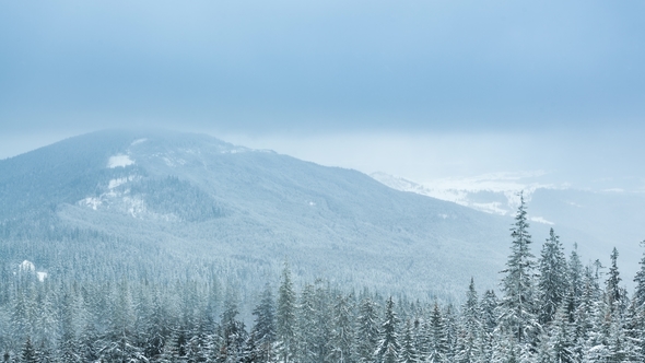 Beautiful Winter Landscape with Snow Covered Trees. Winter Mountains alt