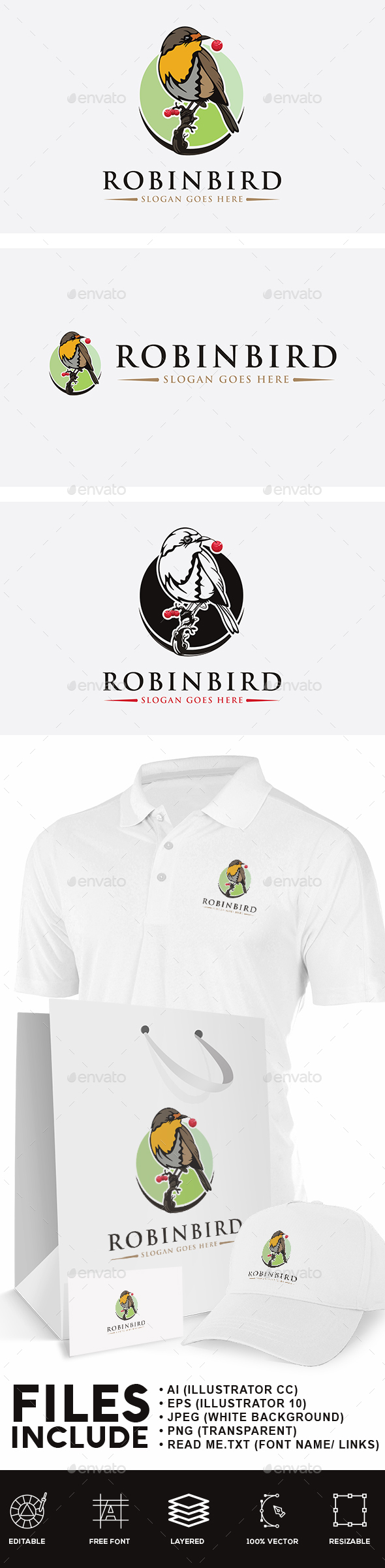 Robin Bird Logo - Animals Logo Templates