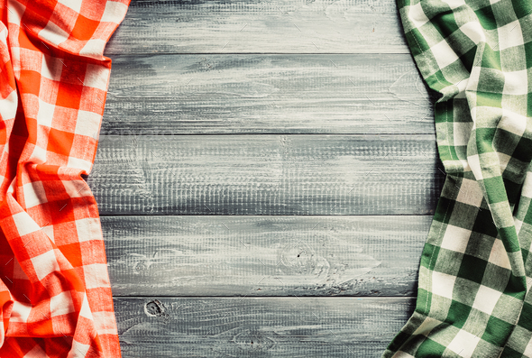 cloth checked napkin on wood Stock Photo by seregam | PhotoDune