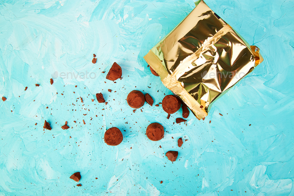 Chocolate Candy truffles fall out - Stock Photo - Images