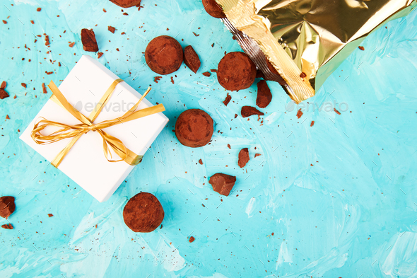 Chocolate Candy truffles fall out - Stock Photo - Images