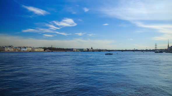 Panorama of the Trinity Bridge in St. Petersburg