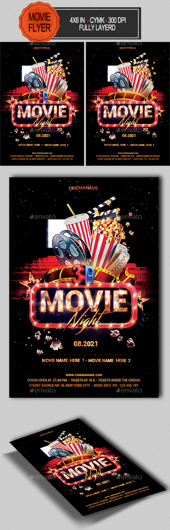 Movie Night Flyer - Clubs & Parties Events