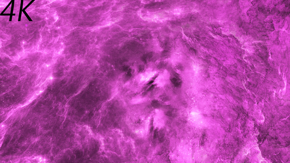 Flying Through Abstract Pink Space Nebula