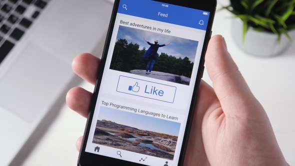 Pressing Like Button on Social Media on Social Media App
