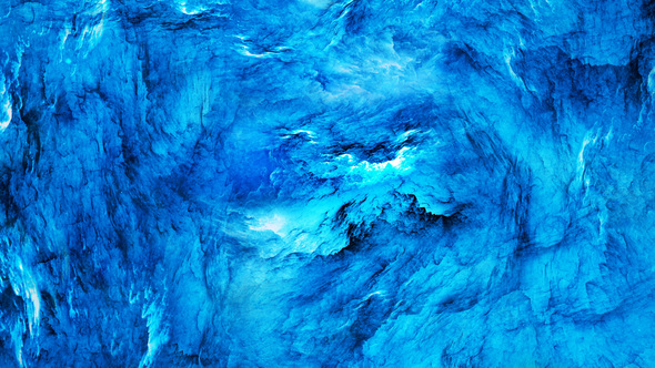 Travel Through Abstract Frost Blue Space Nebula