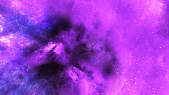 Travel Through Abstract Colorful Purple Space Nebula