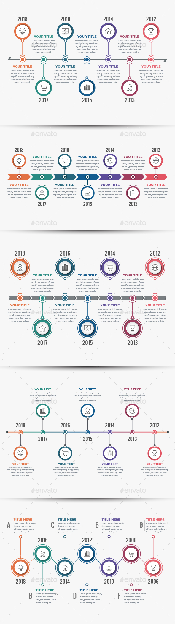 Horizontal Timeline Infographics (05 ITEM) - Infographics