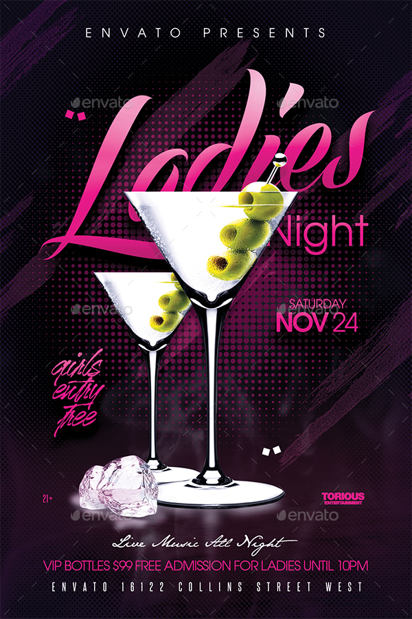 Ladies Night Flyer Template by Take2Design | GraphicRiver