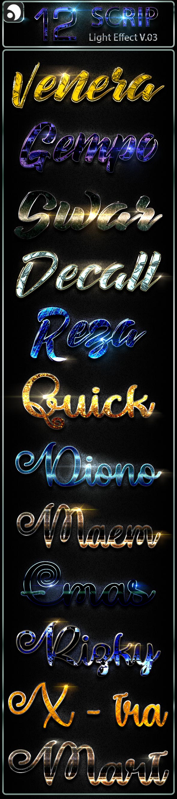12 Scrip Light Text Effect 3 - Styles Photoshop