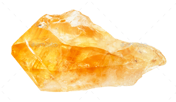 raw crystal of Citrine gemstone isolated - Stock Photo - Images