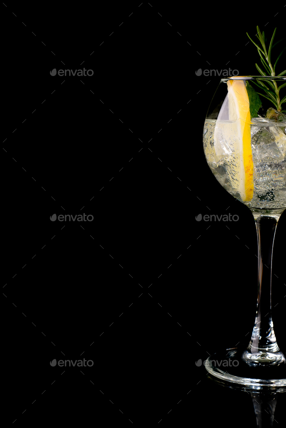Glass of a cold cocktail drink with white wine Stock Photo by lyulkamazur