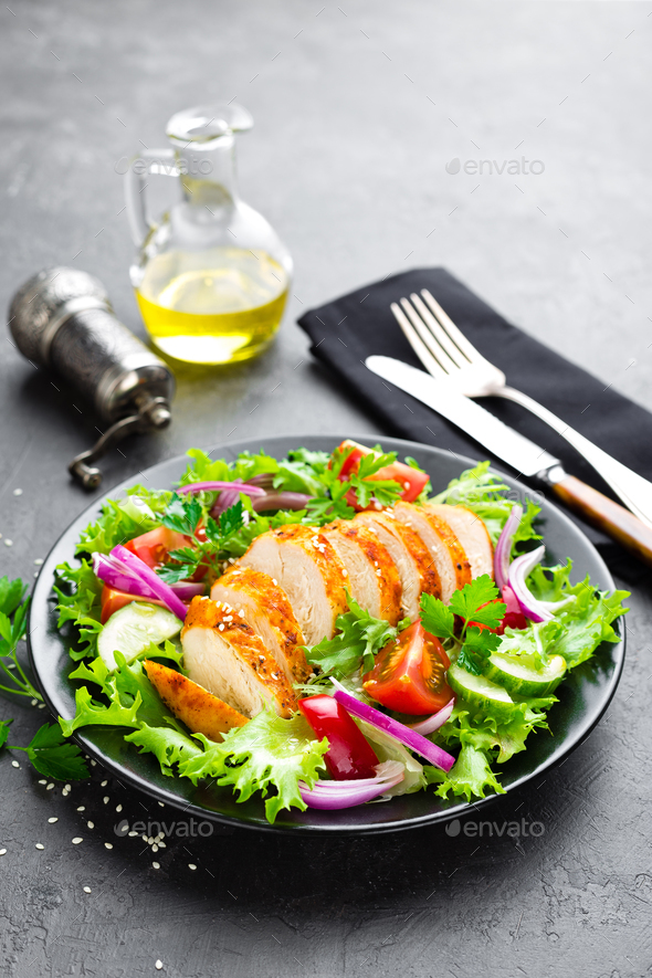 Salad with chicken meat - Stock Photo - Images