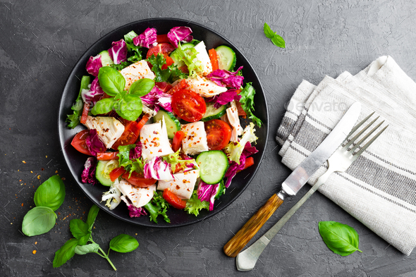 Salad with chicken meat - Stock Photo - Images
