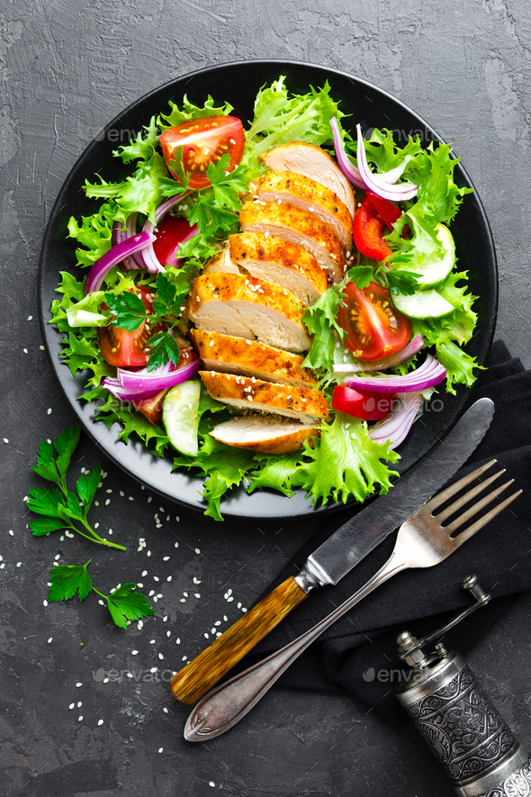 Salad with chicken meat - Stock Photo - Images