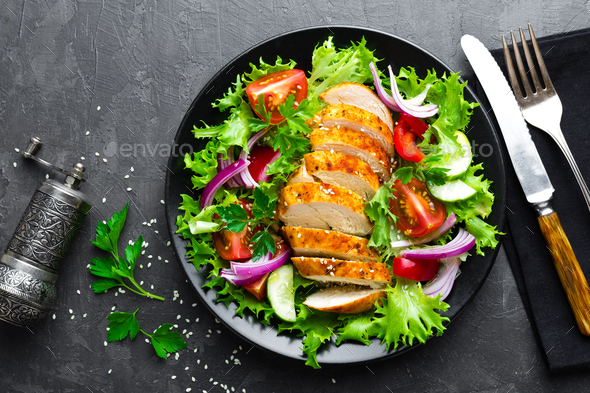 Salad with chicken meat - Stock Photo - Images