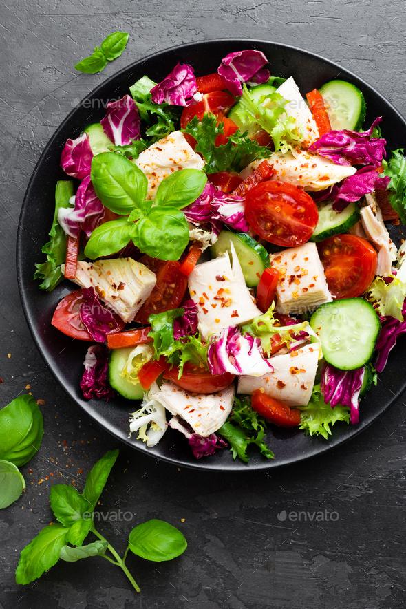 Salad with chicken meat - Stock Photo - Images