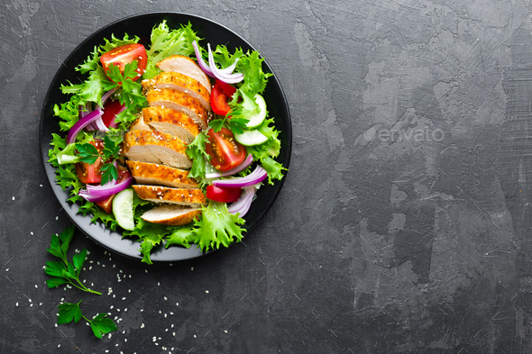 Salad with chicken meat - Stock Photo - Images